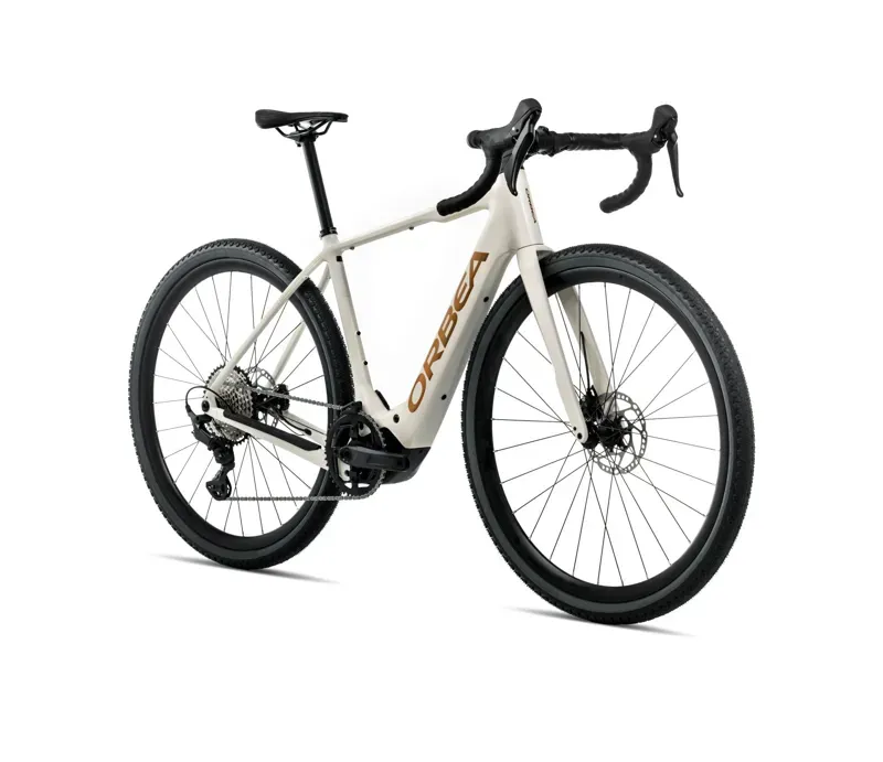 Orbea Denna H30 E-Road Bike in Ivory White Gloss/Titan Gold Gloss-1