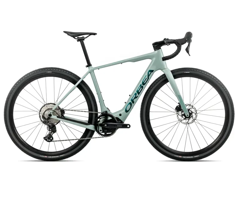 Orbea Denna H30 E-Road Bike in Blue Stone Matt/Escape Green Gloss