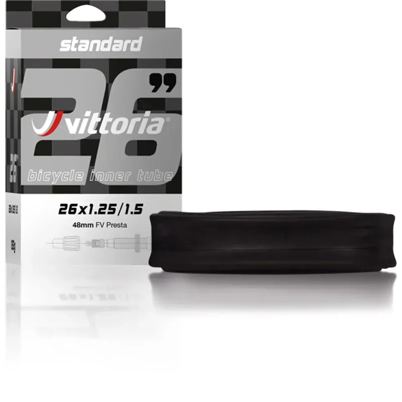 Vittoria Standard 26x1.5 2.0 48mm Presta Valve Inner Tube in Black